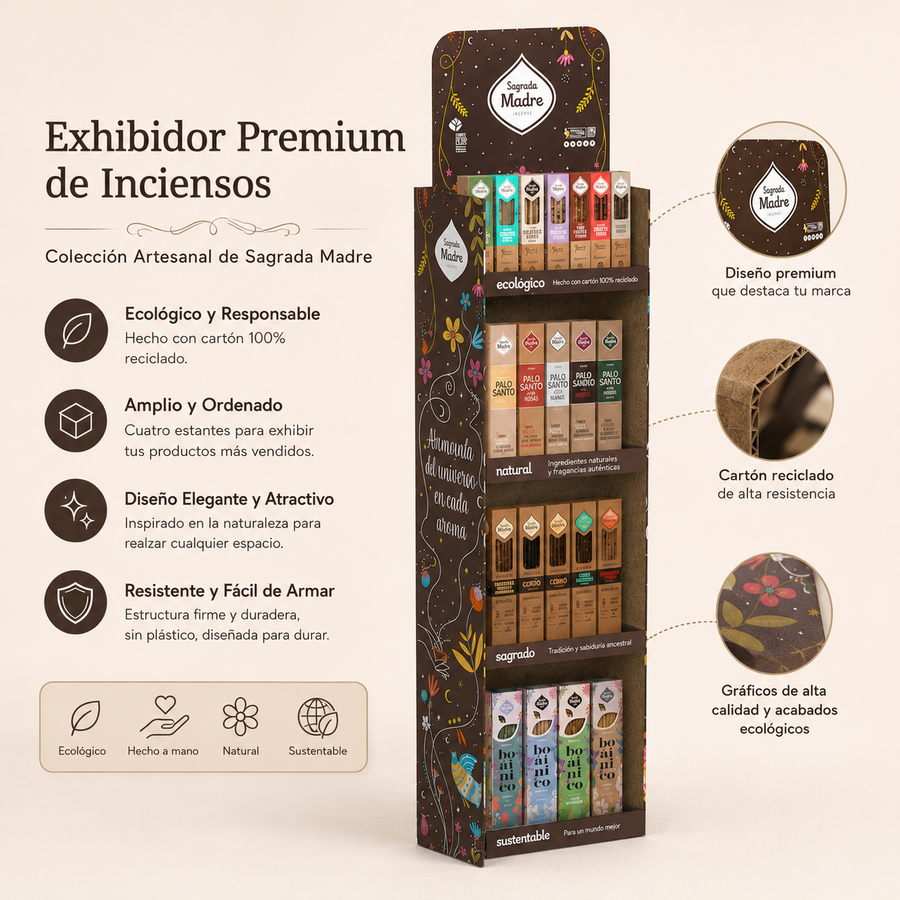 Exhibidor Premium Oficial Sagrada Madre para Sahumerios
