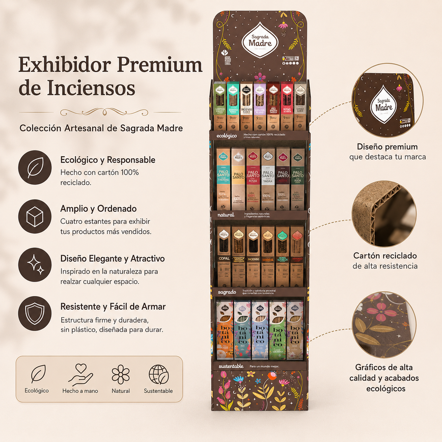 Exhibidor Premium Oficial Sagrada Madre para Sahumerios