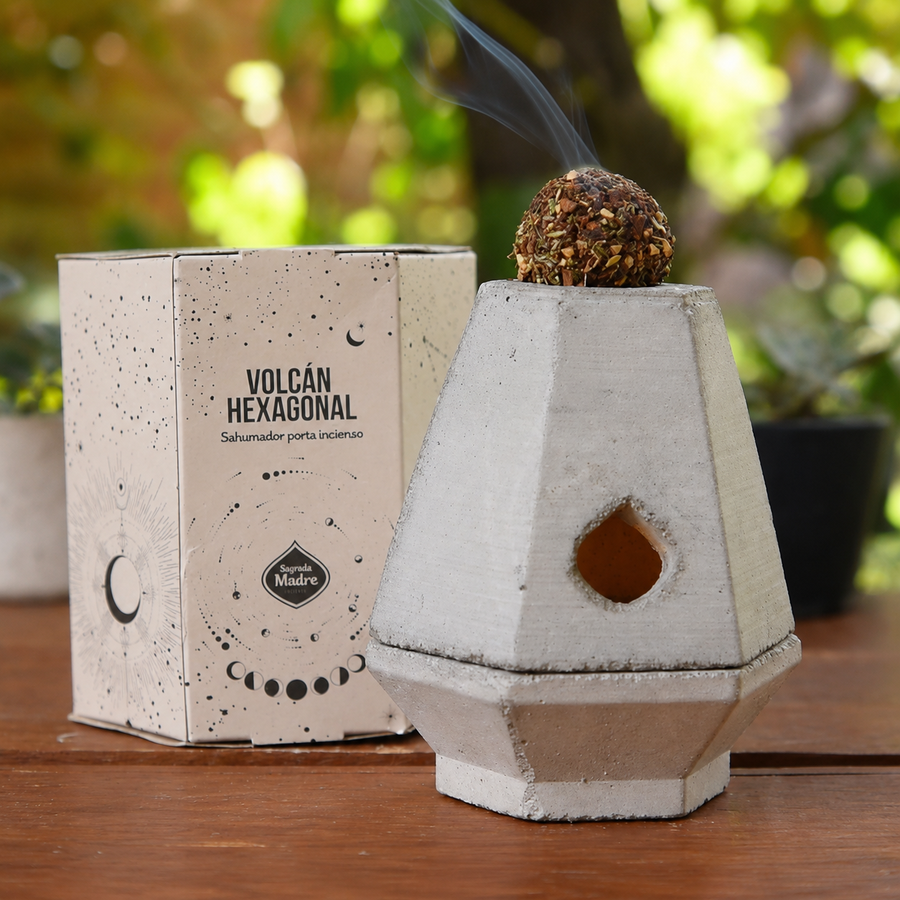 Sahumador Porta Incienso Volcán Hexagonal Sagrada Madre