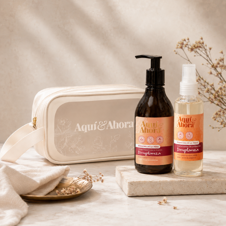 Regalo Templanza | Neceser Clear Nude + Aromatizador Chic 250 ml + Jabón Líquido 350 ml