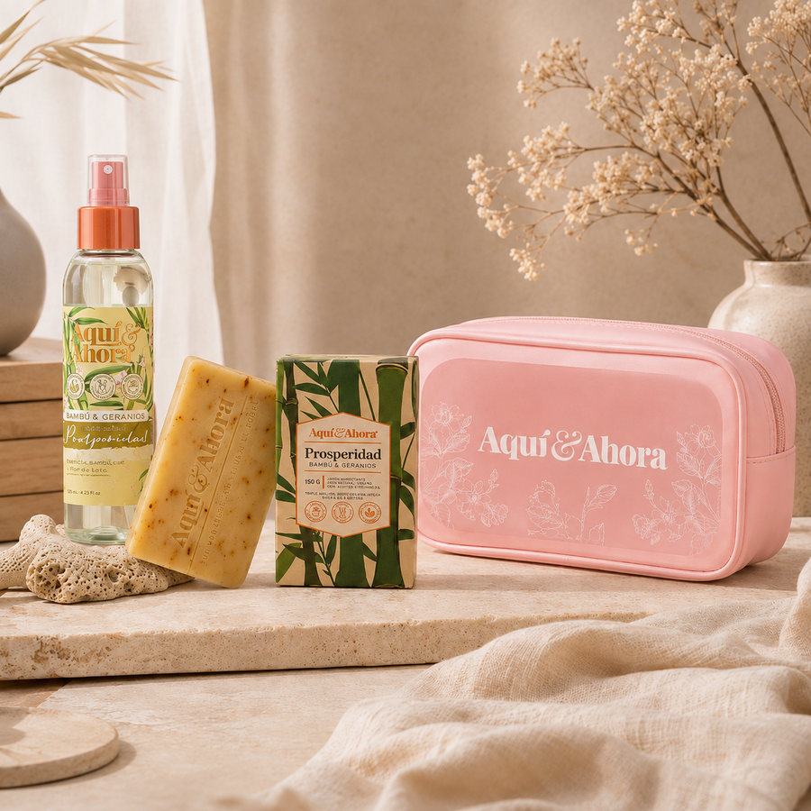 Ritual Prosperidad | Body Splash + Jabón Natural + Neceser | Aquí & Ahora