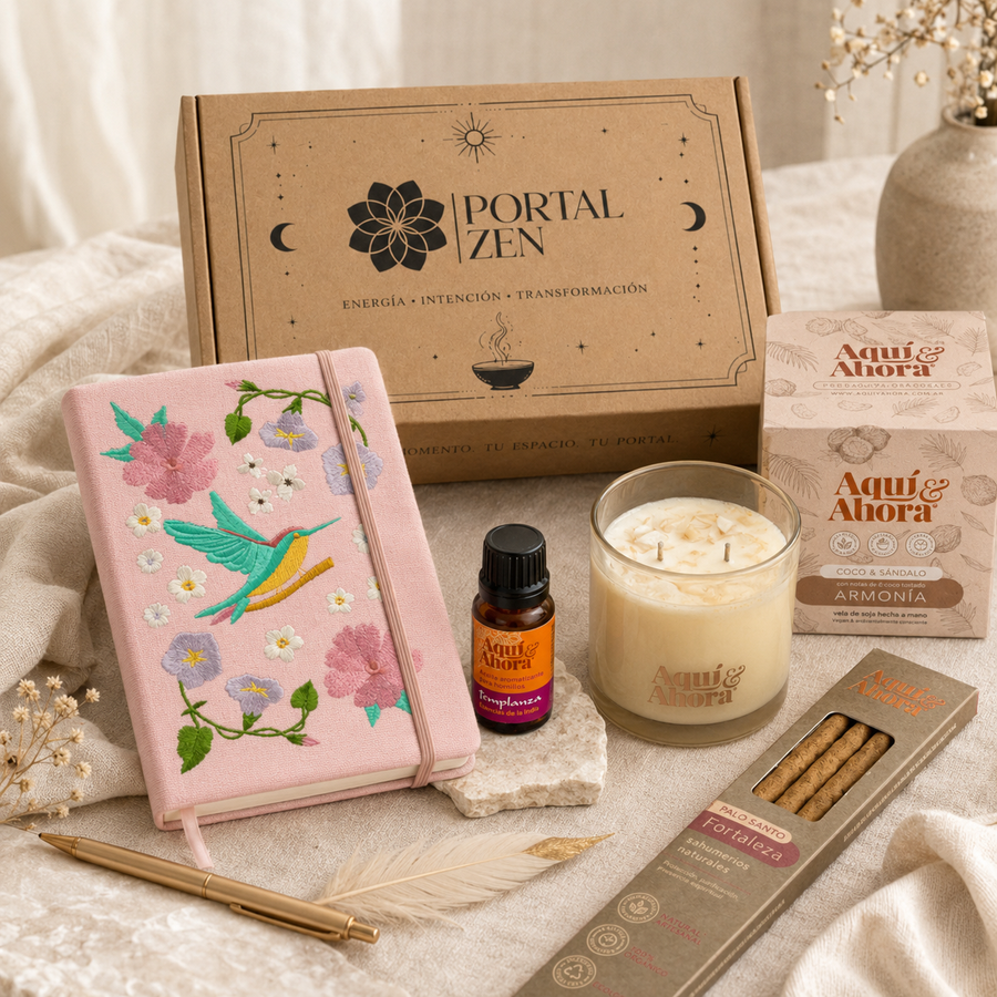 Ritual Journaling Amor Propio | Cuaderno + Aceite + Sahumerio + Vela | Aquí & Ahora