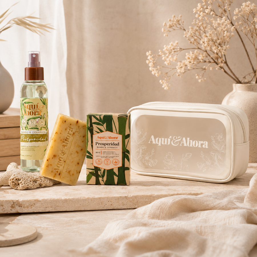 Ritual Prosperidad | Body Splash + Jabón Natural + Neceser | Aquí & Ahora