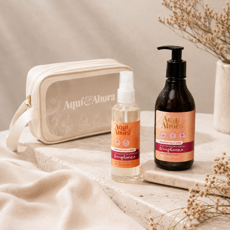 Regalo Templanza | Neceser Clear Nude + Aromatizador Chic 250 ml + Jabón Líquido 350 ml