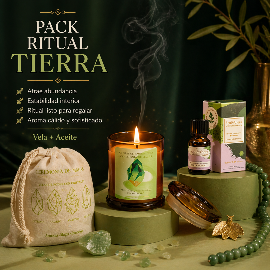 Pack Ritual Tierra | Abundancia y Estabilidad | Vela + Aceite