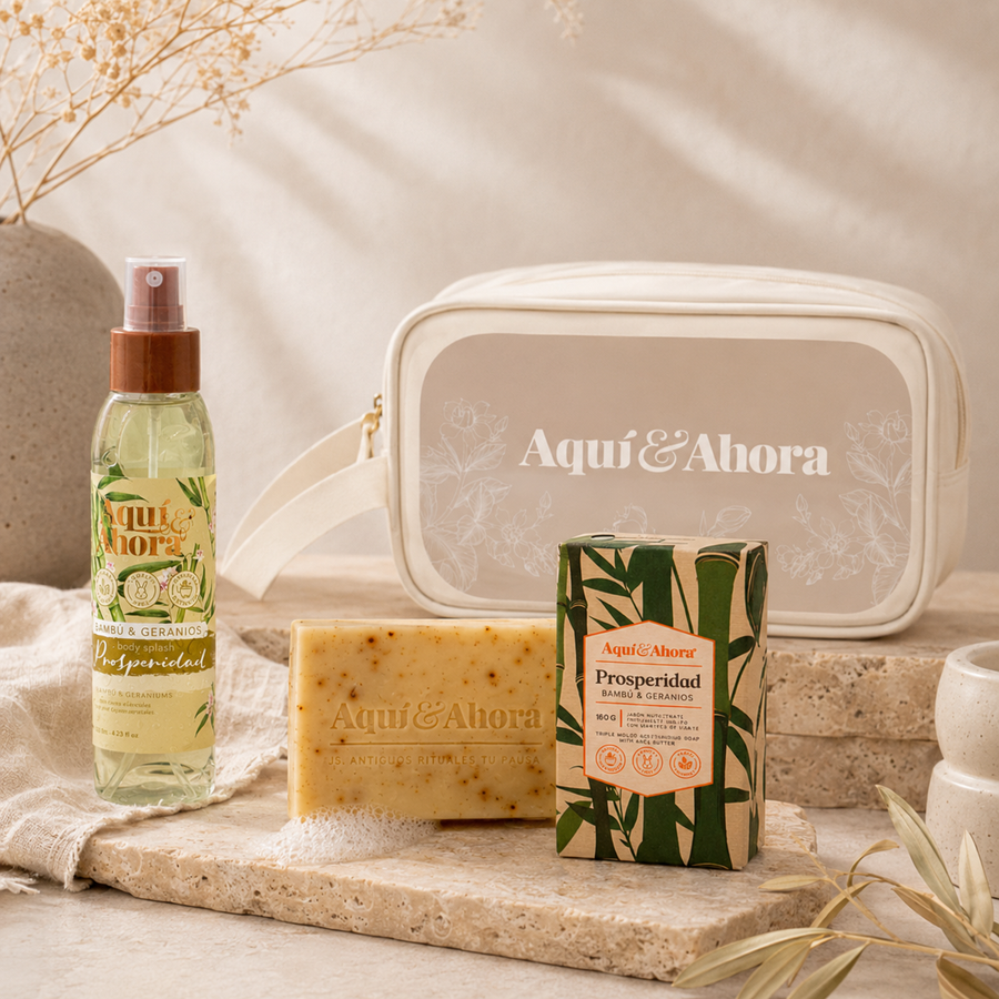 Ritual Prosperidad | Body Splash + Jabón Natural + Neceser | Aquí & Ahora