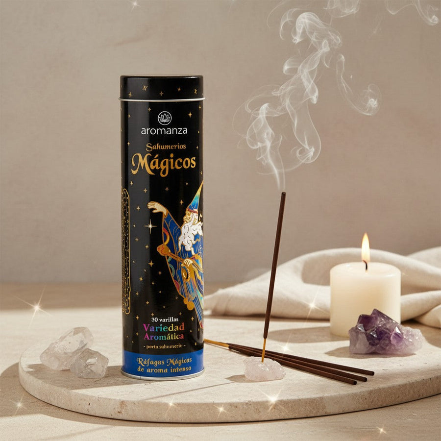 Latas Coleccionables x 30 Varillas Sahumerios Mágicos Aromanza