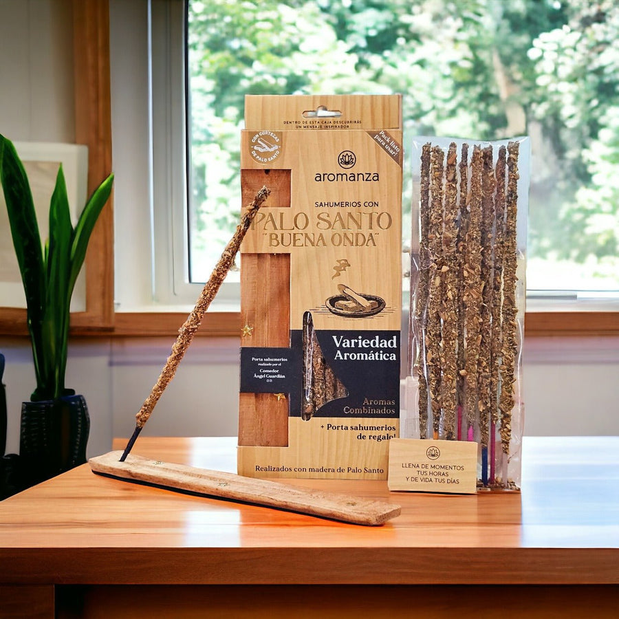 Caja Pack Sahumerios Palo Santo Buena Onda Aromanza