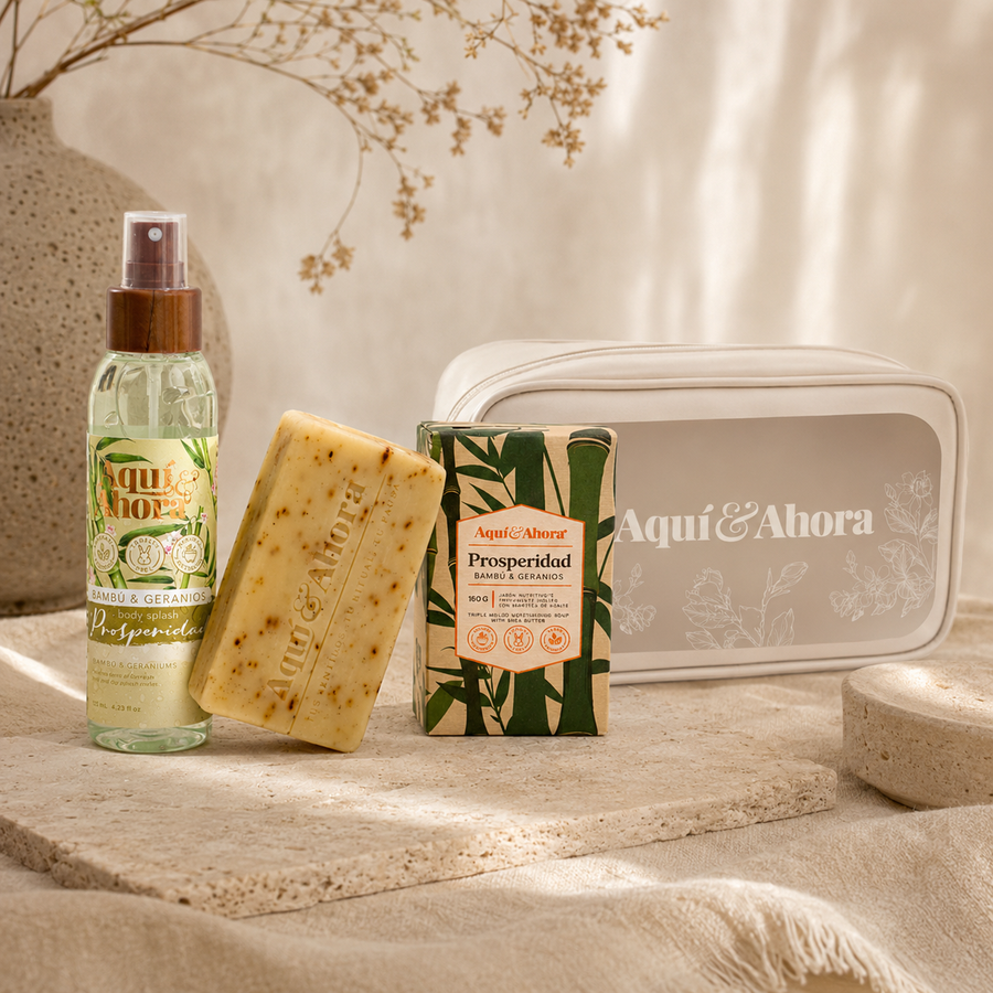 Ritual Prosperidad | Body Splash + Jabón Natural + Neceser | Aquí & Ahora