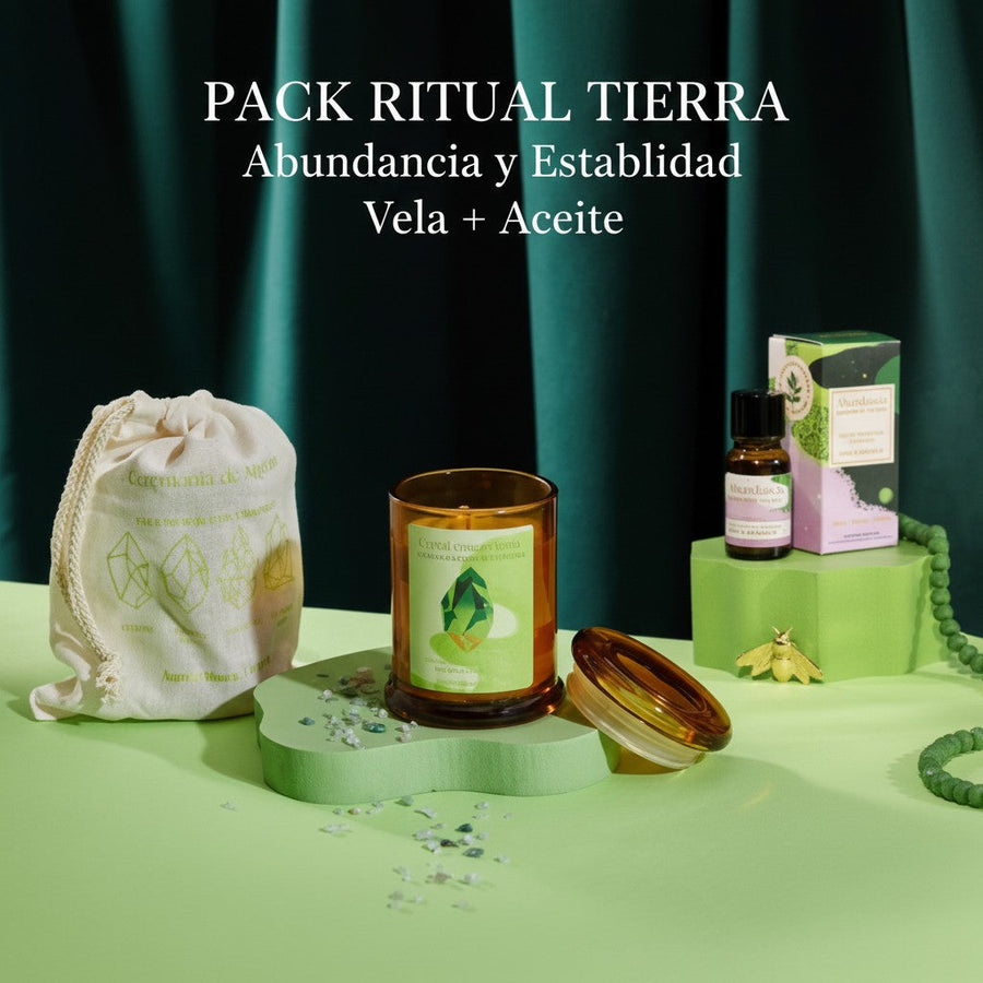 Pack Ritual Tierra | Abundancia y Estabilidad | Vela + Aceite