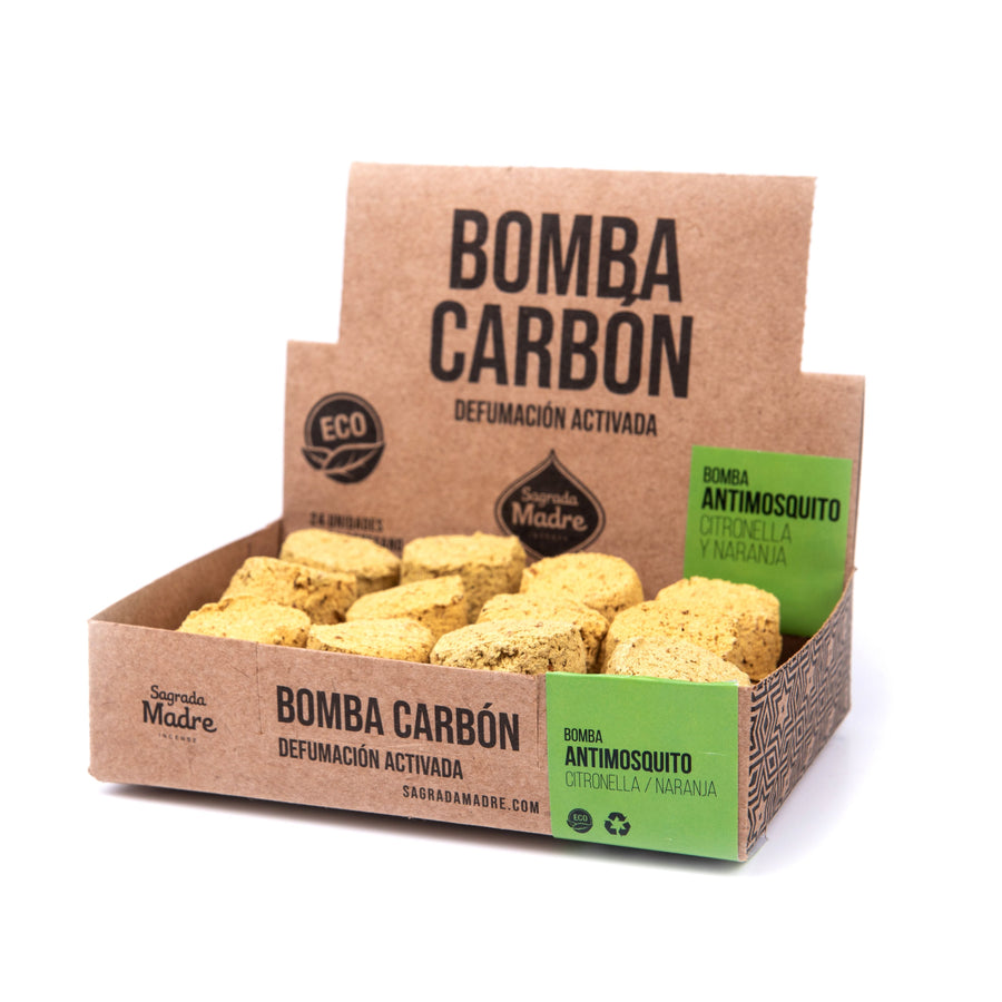 Bomba Carbón Sahumerio Citronella & Naranja Antimosquitos - Sagrada Madre